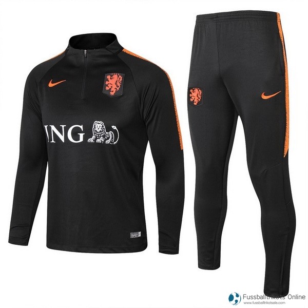 Niederlande Trainingsanzug 2018 Schwarz Orange Fussballtrikots Günstig